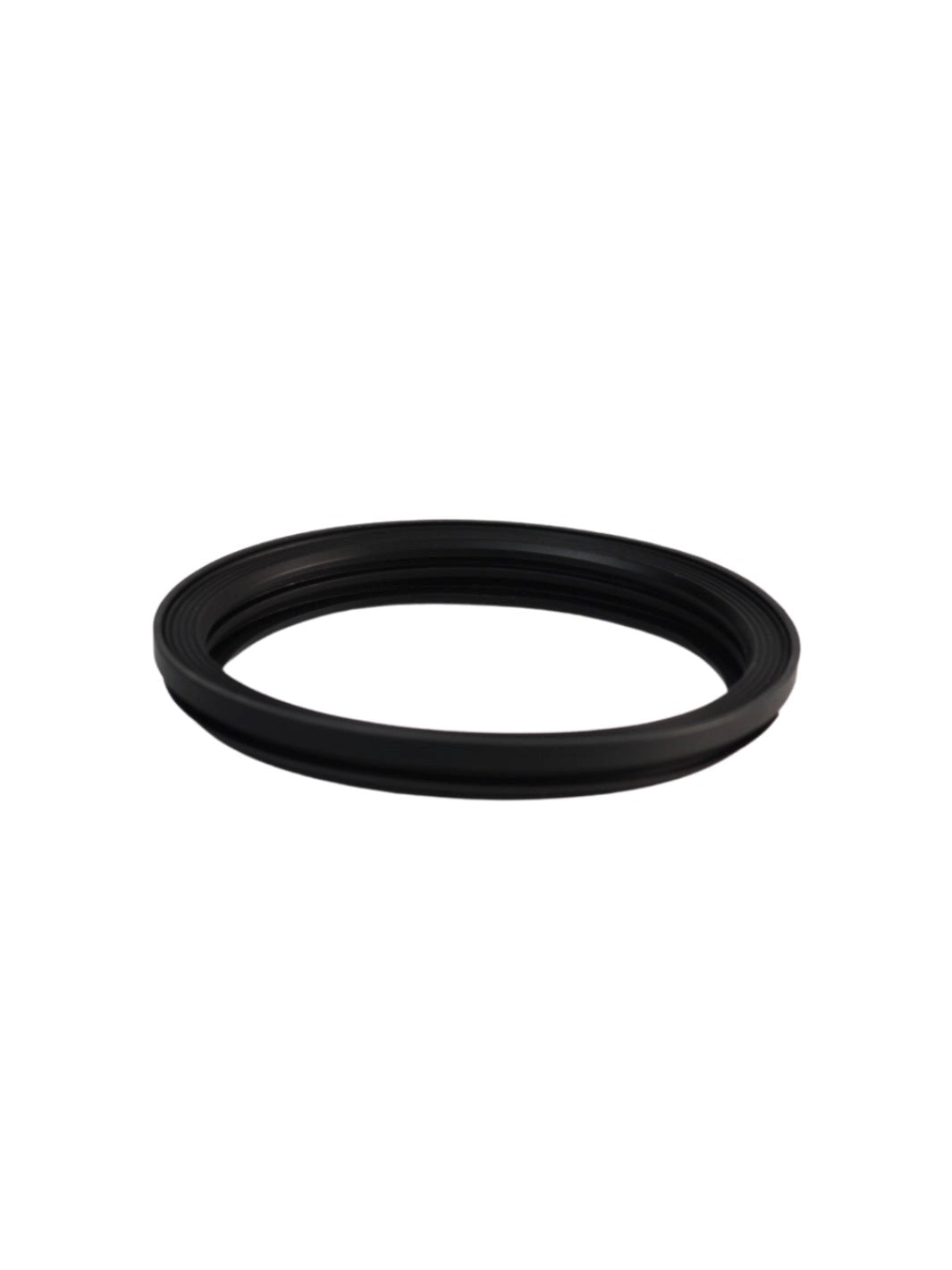 Black rubber gasket on a white background