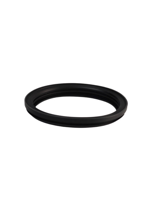 Black rubber gasket on a white background