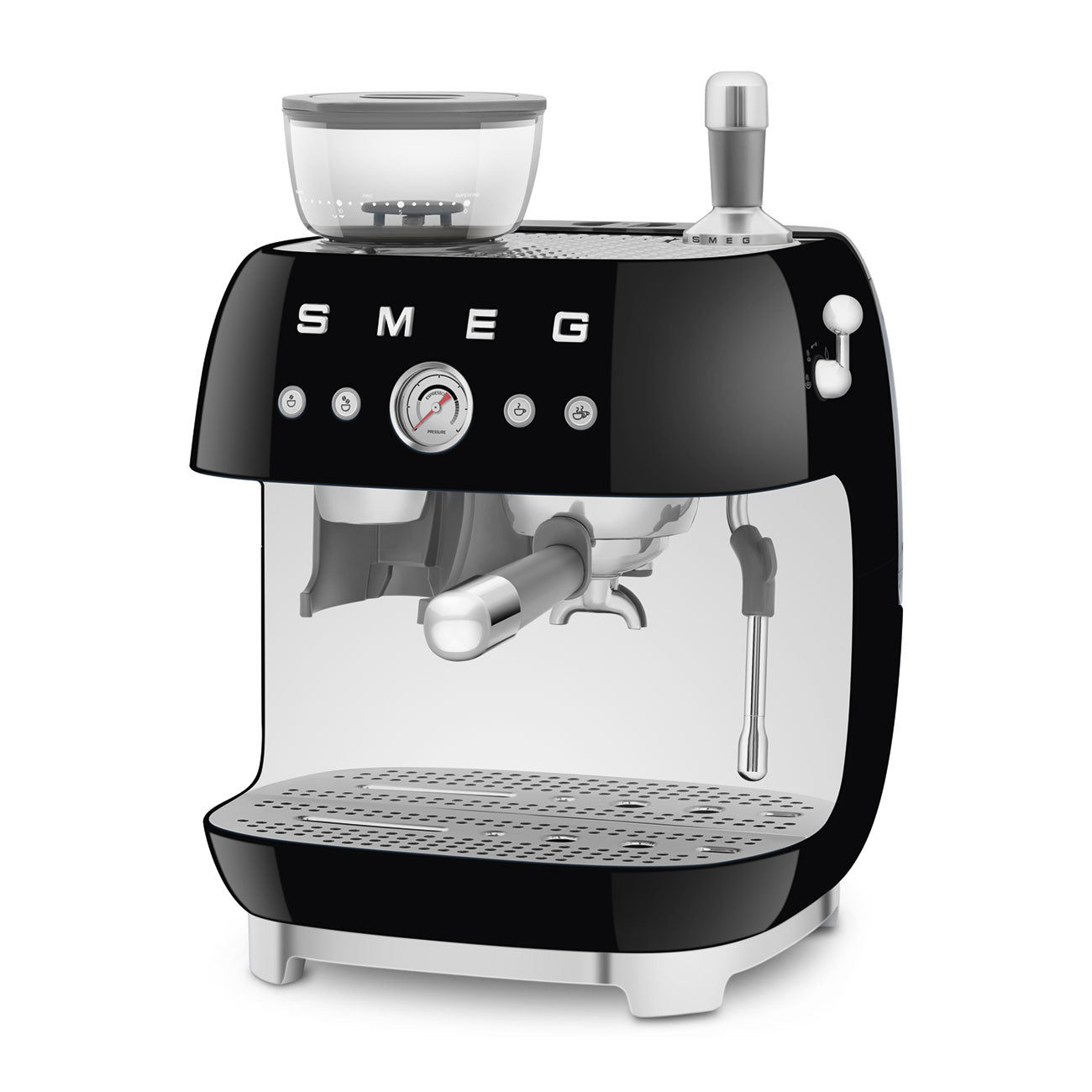 SMEG EGF03 Espresso Coffee Machine with Built-In Grinder - Black