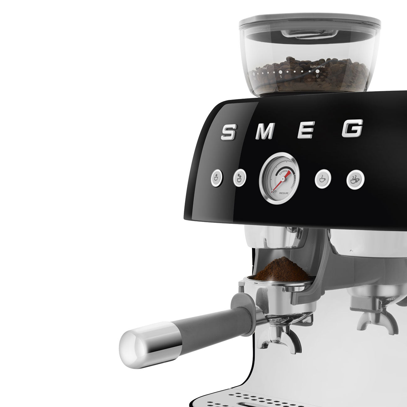 SMEG EGF03 Espresso Coffee Machine with Built-In Grinder - Black