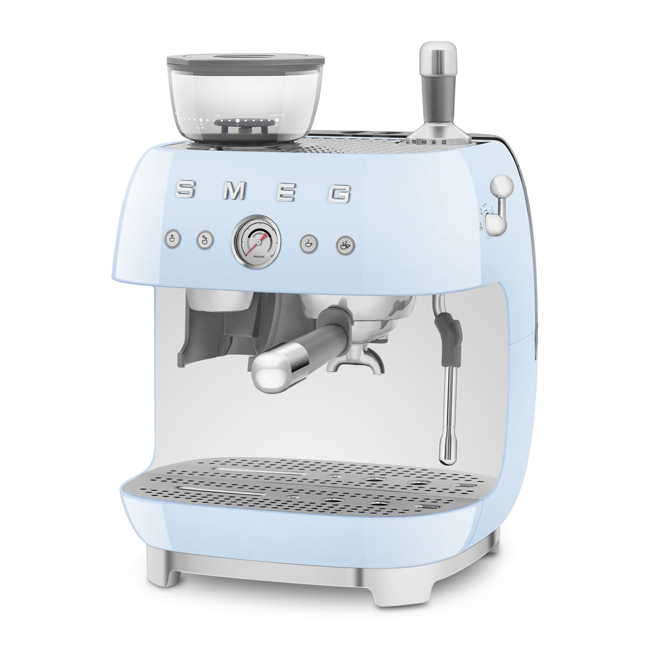 SMEG EGF03 Espresso Coffee Machine with Built-In Grinder - Pastel Blue