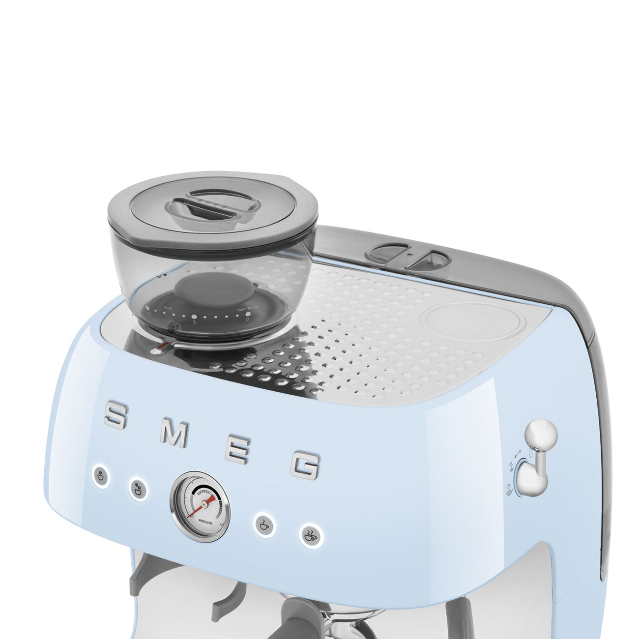 SMEG EGF03 Espresso Coffee Machine with Built-In Grinder - Pastel Blue