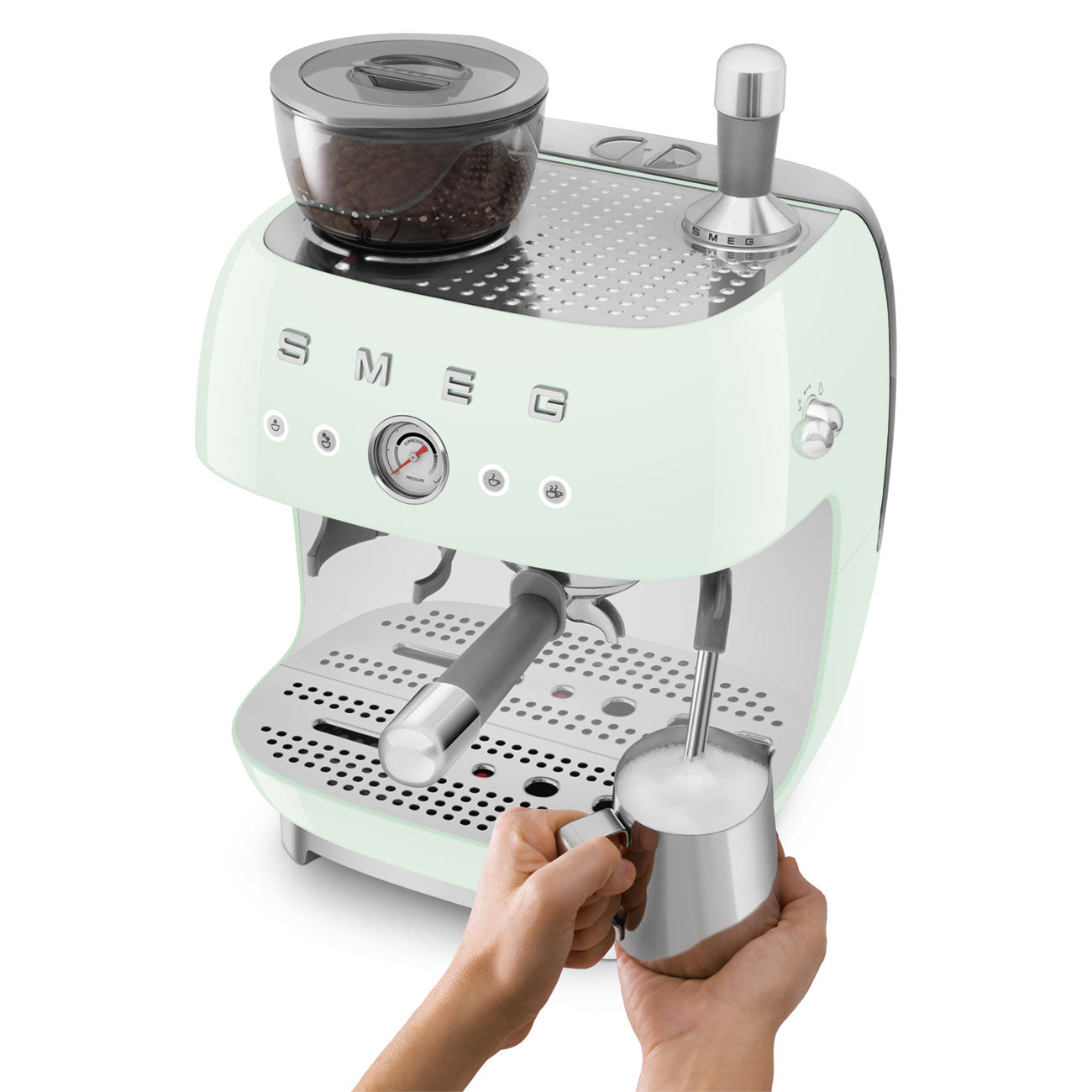 SMEG EGF03 Espresso Coffee Machine with Built-In Grinder - Pastel Blue