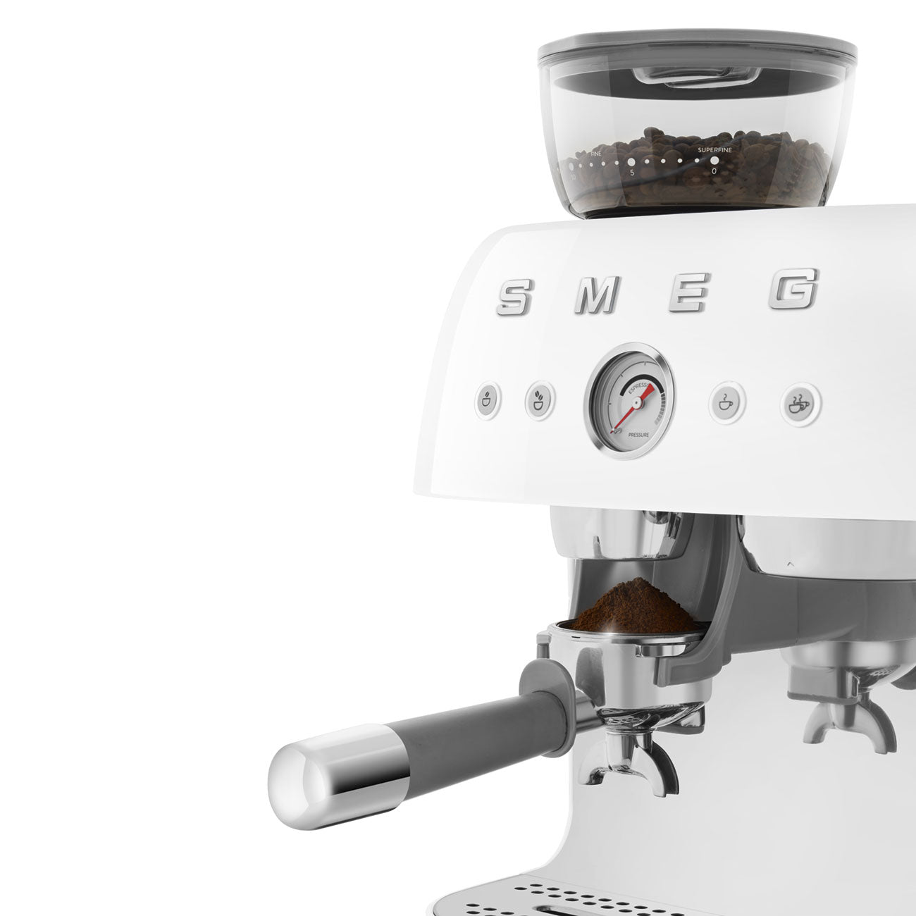 SMEG EGF03 Espresso Coffee Machine with Built-In Grinder - White