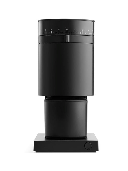 Black Opus coffee grinder on a white background