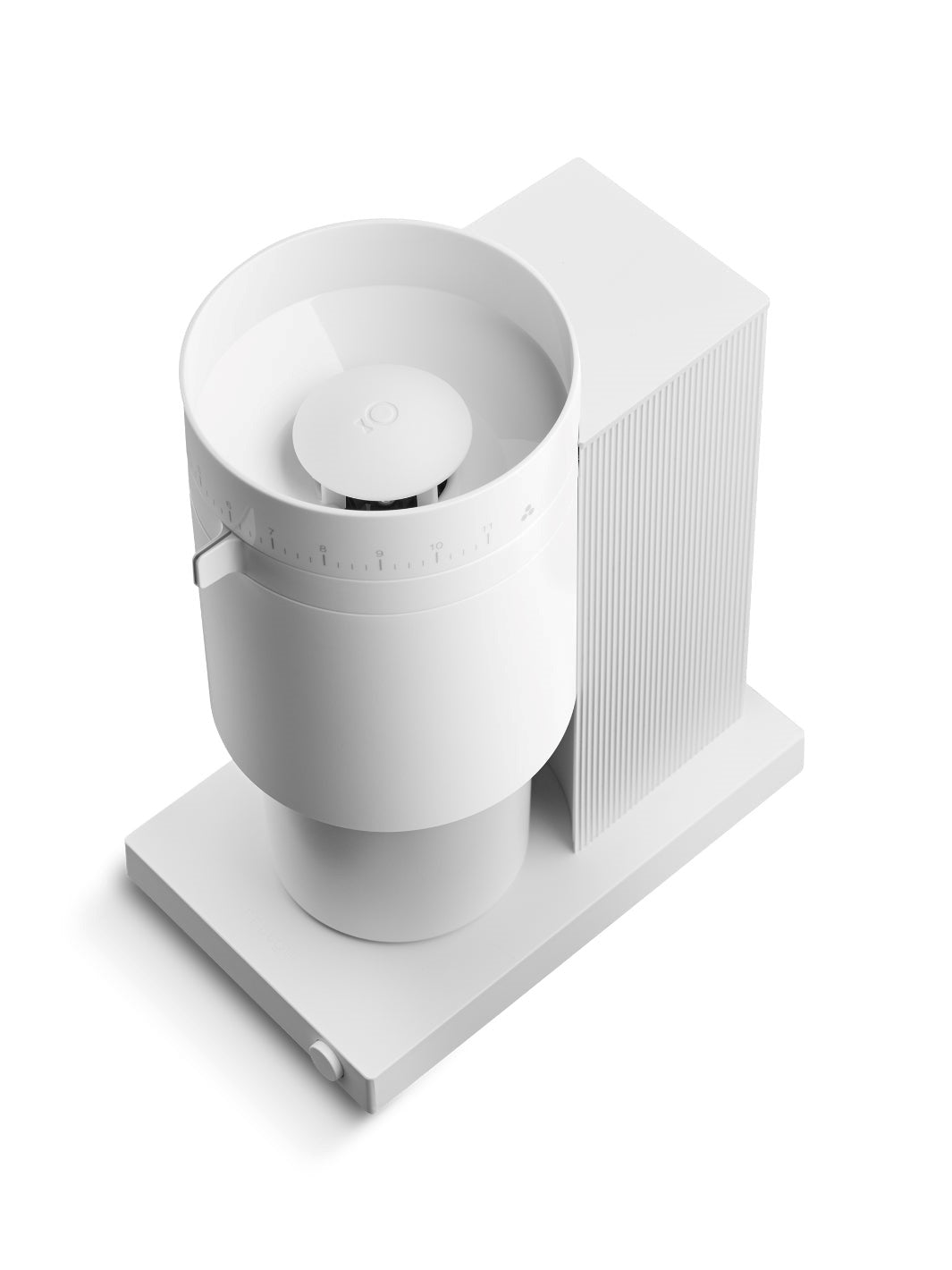 White coffee grinder top view