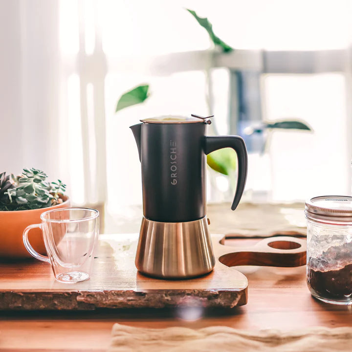 GROSCHE Milano Steel Black Moka Pot