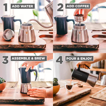 GROSCHE Milano Steel Black Moka Pot