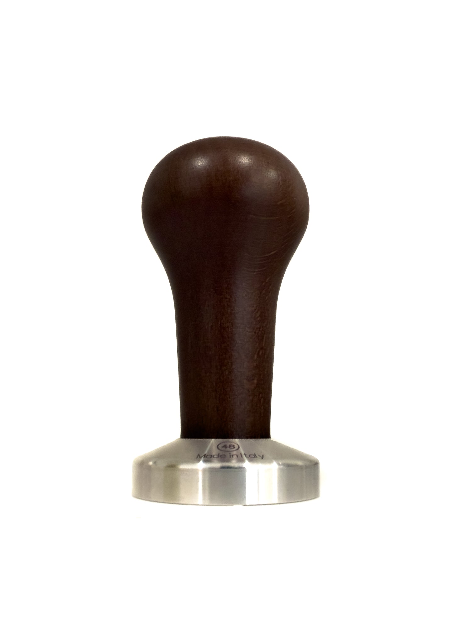 48mm coffee tamper with wood handle and stainless steel, flat base