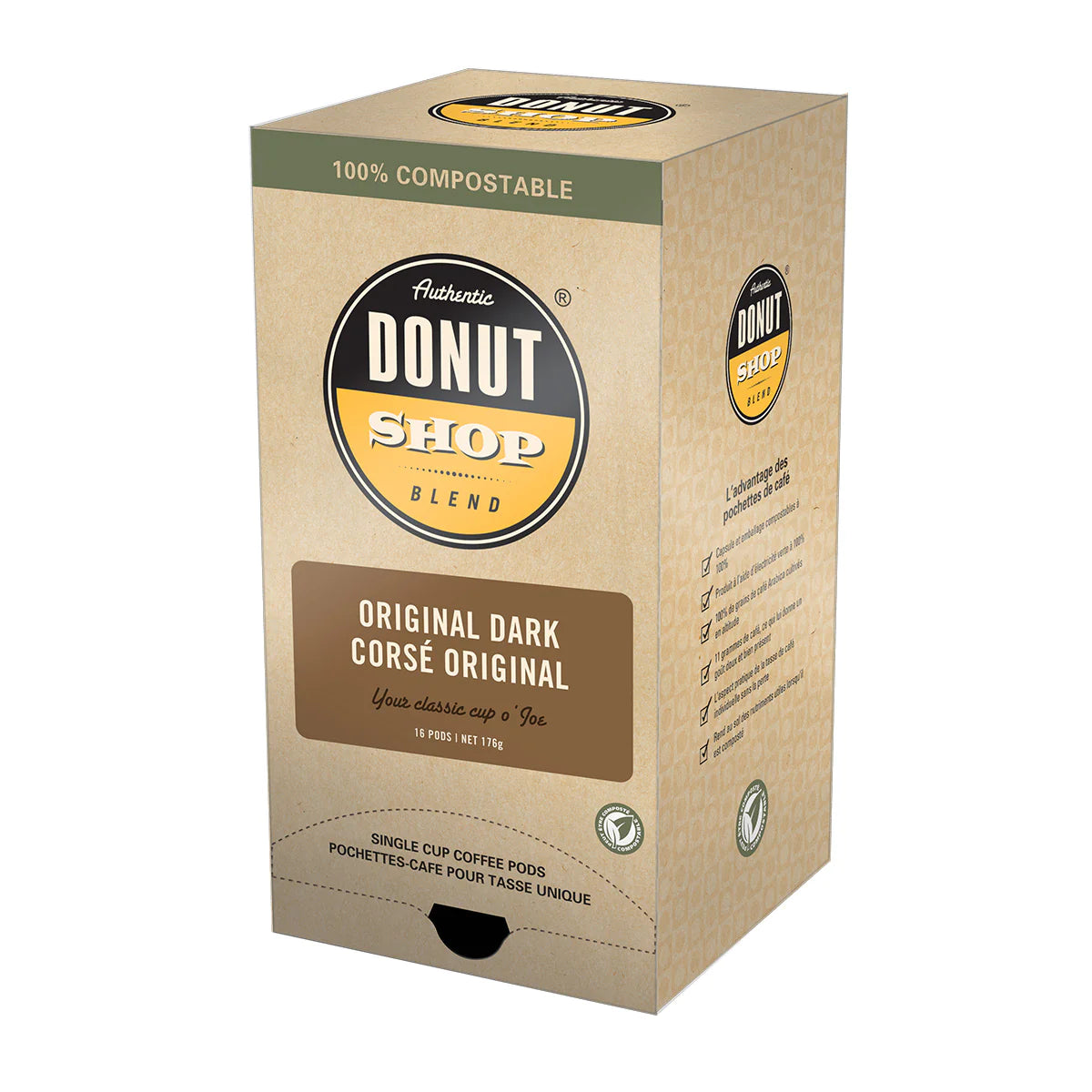 Not Keurig Compatible: Reunion Island 100% Compostable Pods - Donut Shop Original Dark Pods