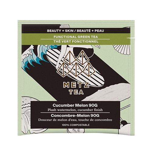 Metz Tea cucumber melon green tea package on a white background