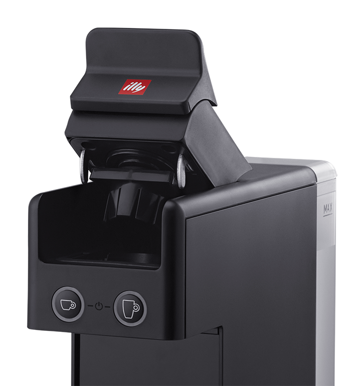 illy Y3.3 iperEspresso Machine - Black Top zoomed in, coffee pods