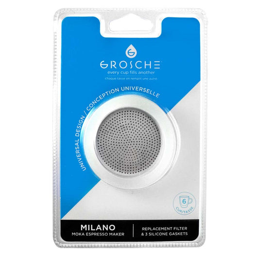 GROSCHE Replacement Silicon Gaskets & Filter for Moka Pot