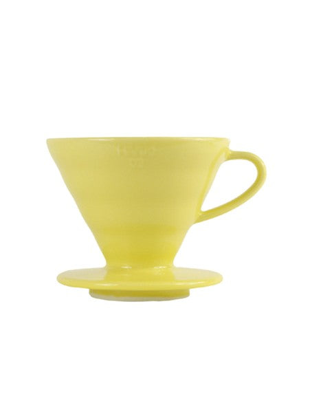 HARIO V60-02 Ceramic Dripper - Yellow side view