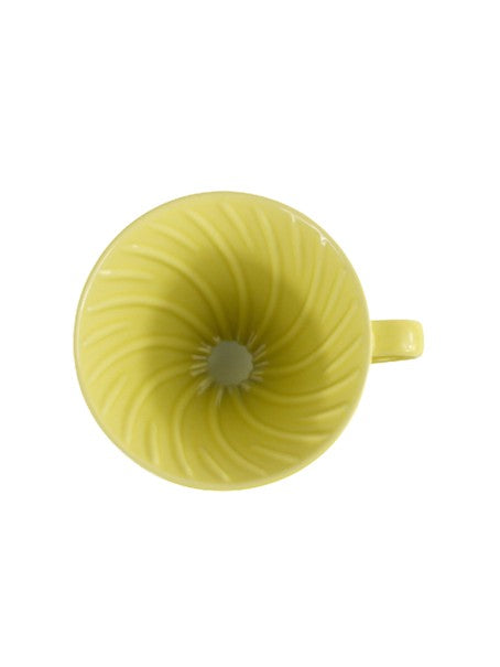 HARIO V60-02 Ceramic Dripper - Yellow Top View