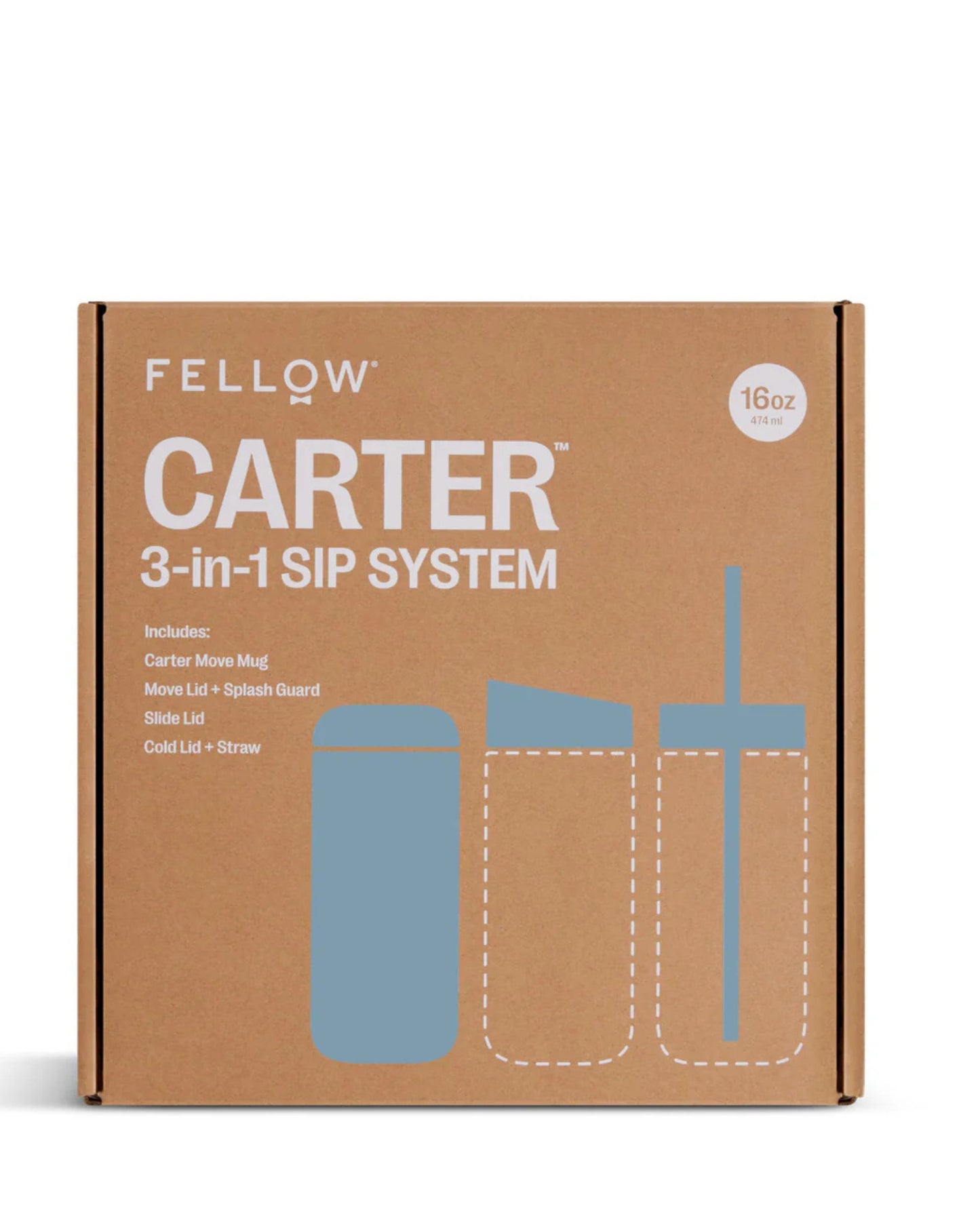 FELLOW Carter 3-in-1 Sip System [16oz/474ml] - Hazy Blue
