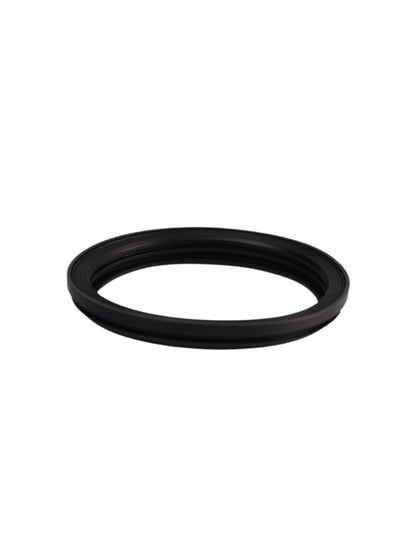Black rubber gasket on a white background