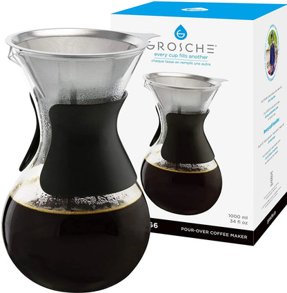 GROSCHE Austin G6 Pour Over Coffee Maker with Reusable Stainless Steel Filter