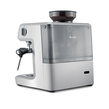 Breville Barista Express espresso machine on a white background back view