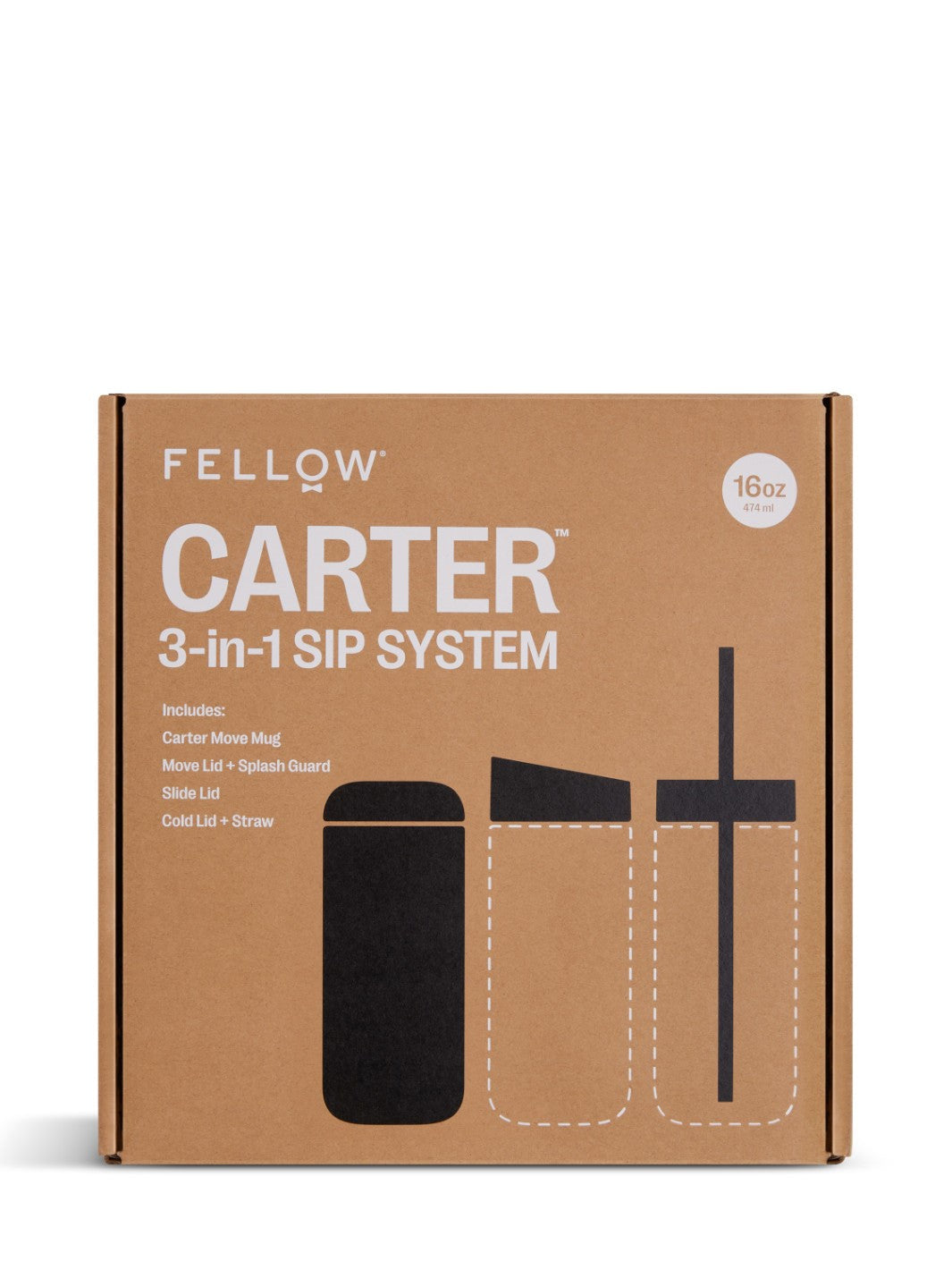 Fellow Carter 3-in-1 Sip System packaging on a white background