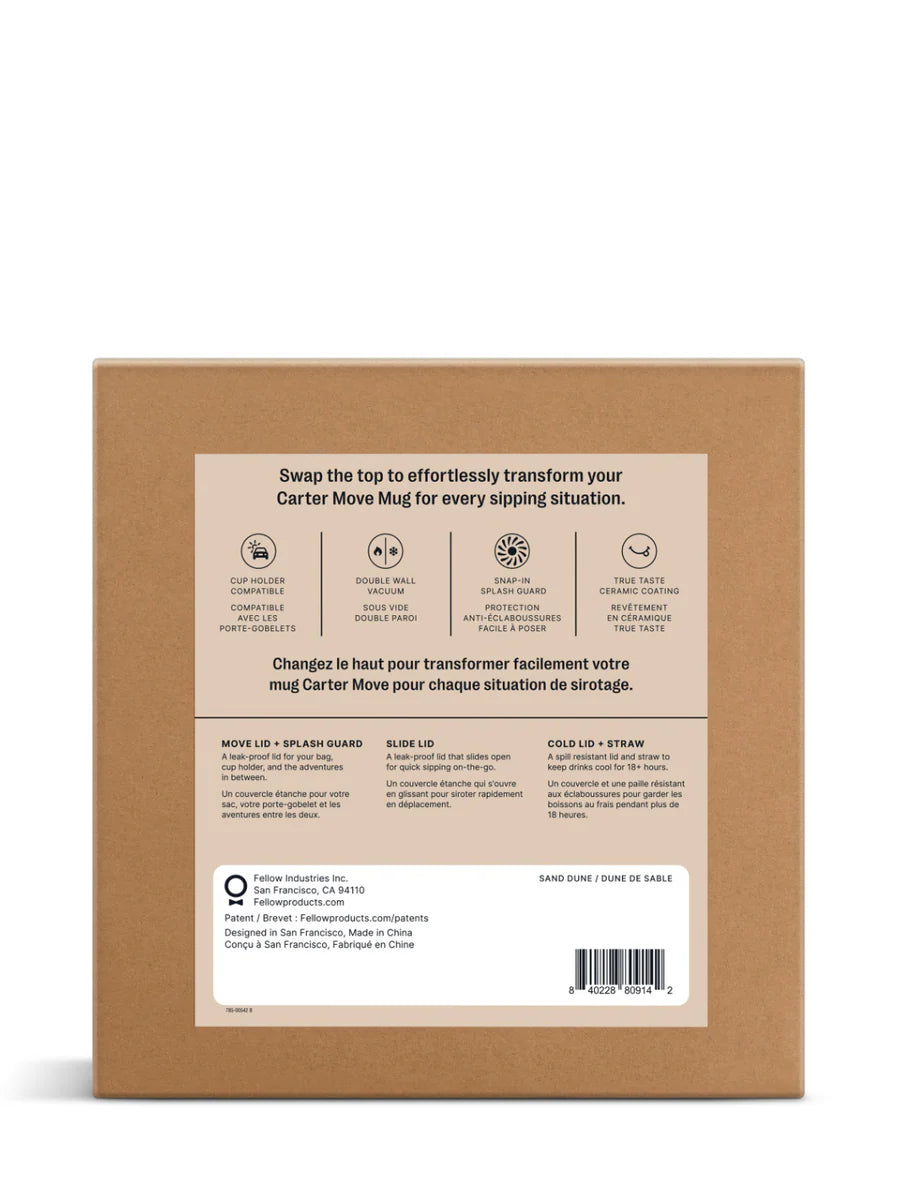 The back of a brown cardboard product box with a large beige instructional label, photographed on a clean white background.