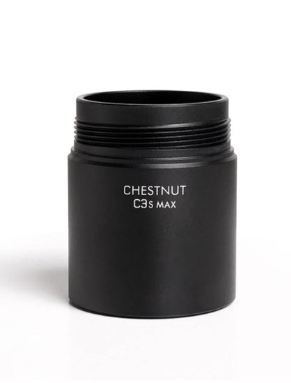 Black cylindrical container with 'CHESTNUT C3S MAX' text on a white background