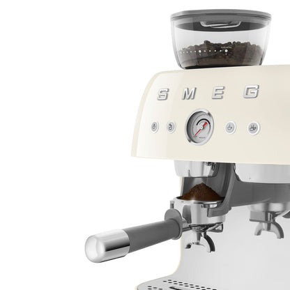 SMEG EGF03 Espresso Coffee Machine with Built-In Grinder - Cream