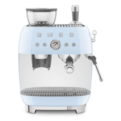 SMEG EGF03 Espresso Coffee Machine with Built-In Grinder - Pastel Blue