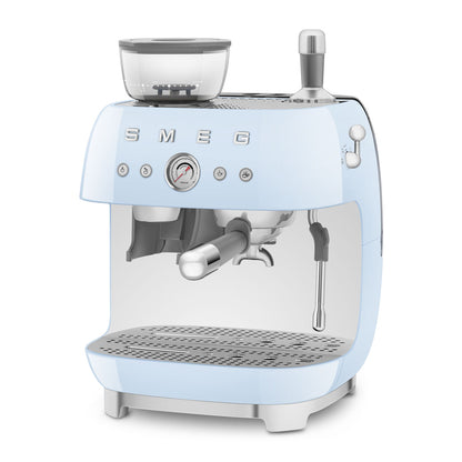 SMEG EGF03 Espresso Coffee Machine with Built-In Grinder - Pastel Blue