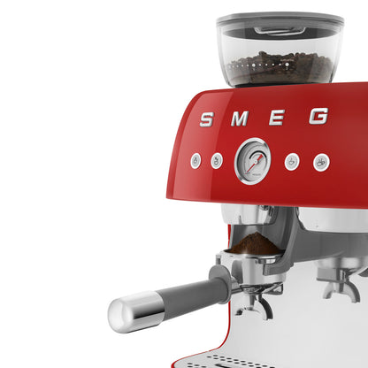 SMEG EGF03 Espresso Coffee Machine with Built-In Grinder - Red