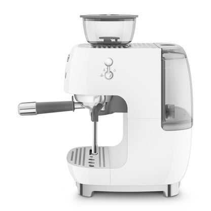 SMEG EGF03 Espresso Coffee Machine with Built-In Grinder - White