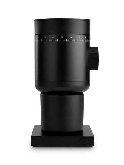 Black coffee grinder on a white background