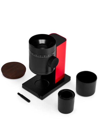 FELLOW Opus 2 All-Purpose Coffee Grinder - Cherry Red & Walnut