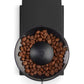Black coffee grinder with coffee beans on a white background