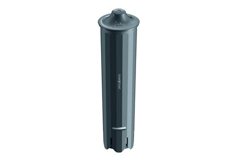 Gray cylindrical Jura filter on a white background