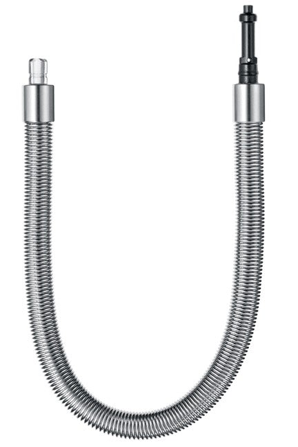 Metallic hose with adjustable nozzle on a white background Jura 