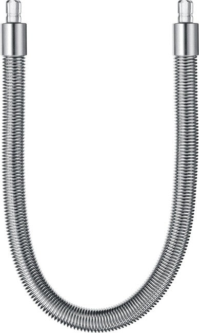 Metallic hose with spiral design on a white background