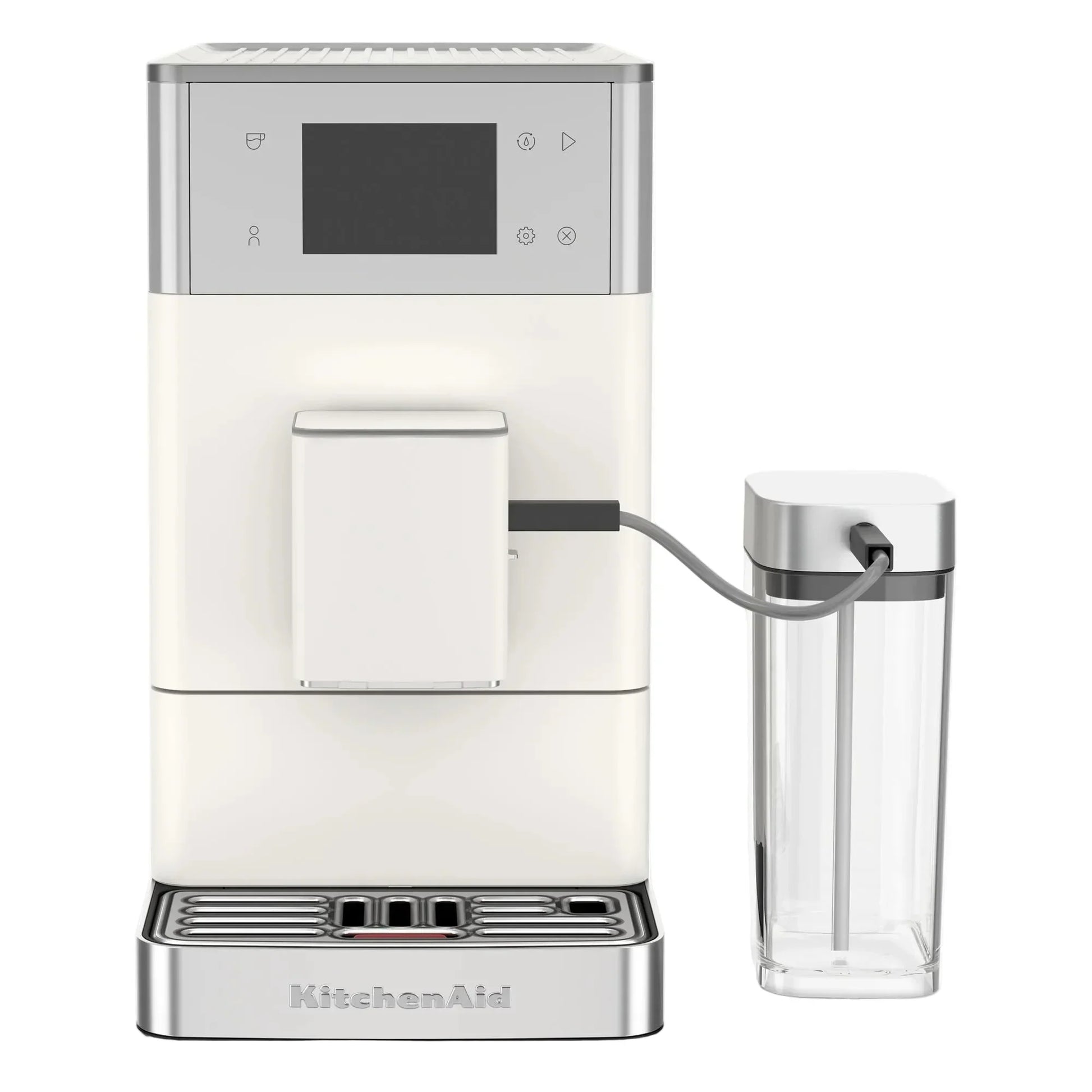 KitchenAid coffee machine with a clear carafe on a white background