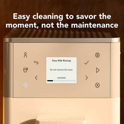 White appliance with control panel and text about easy cleaning