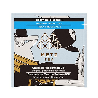 Metz Tea package with illustration of a person drinking tea