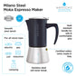 GROSCHE MILANO Steel Black Stovetop Espresso Maker - Avail. in 2 sizes