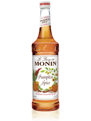 750ml glass bottle of Monin Pumpkin Pie Syrup