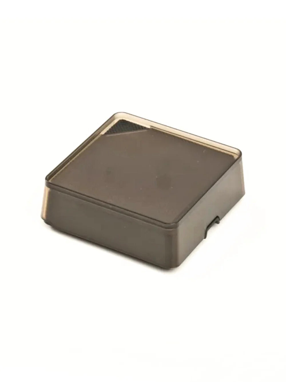 Square coffee scale with plastic cover sitting on a white background