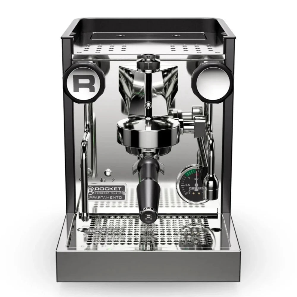 Espresso machine with a Rocket Espresso brand logo on a white background