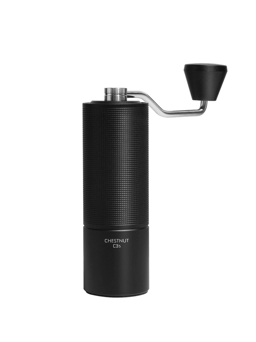 Black C3s Hand Grinder Front View with Handle to the right