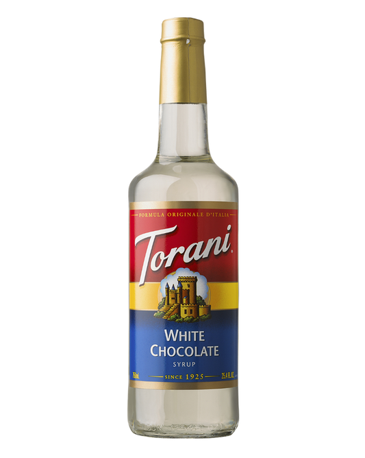 Bottle of White Chocolate Torani Syrup in Glass 750ml bottle