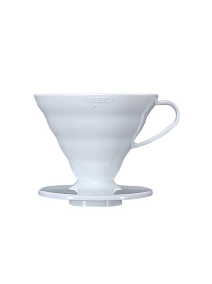 White coffee dripper on a white background