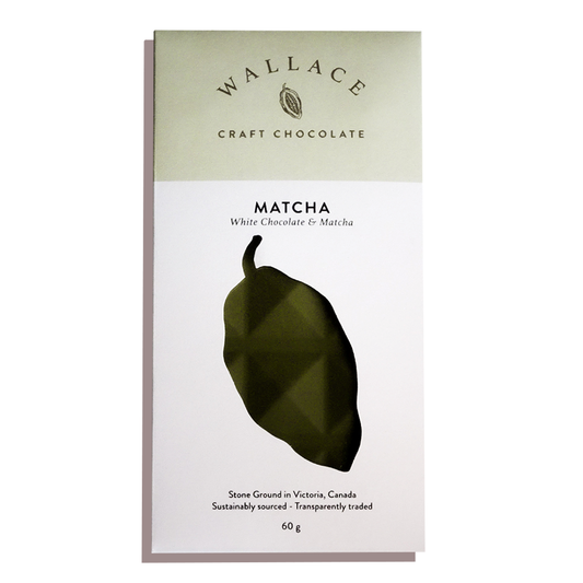 Matcha White chocolate bar in packaging on a white background