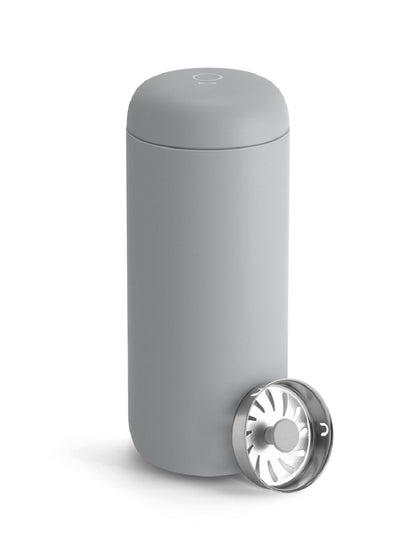 Grey travel mug on a white background