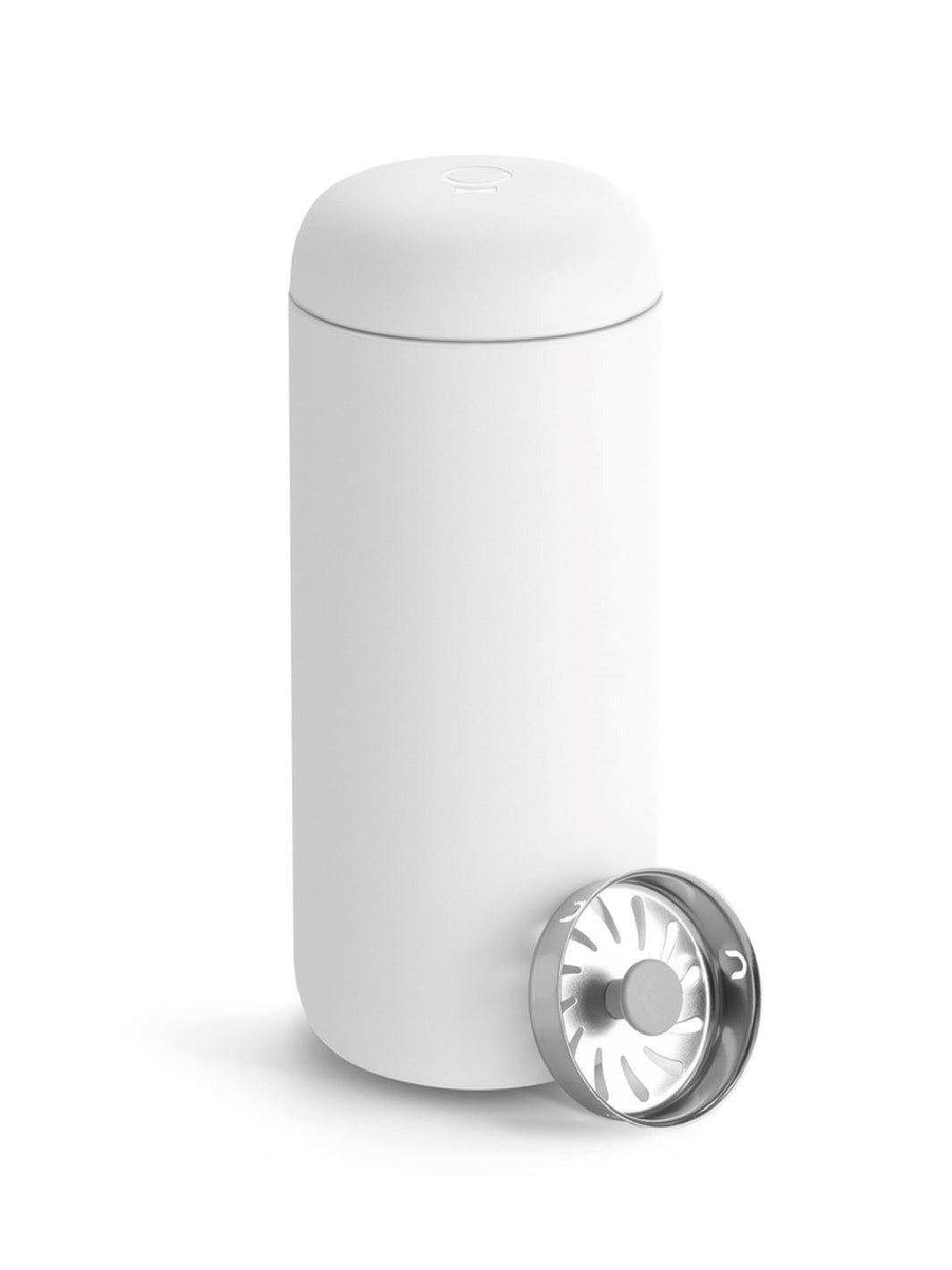 White travel mug on a white background